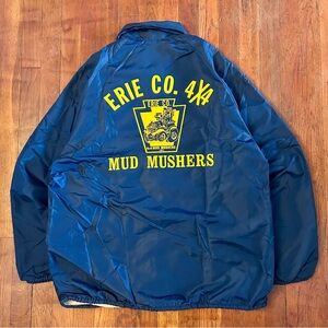 Vintage ‘70s Erie County 4X4 Mud Mushers Chain Stitch Cloth Lined Blue Jacket L